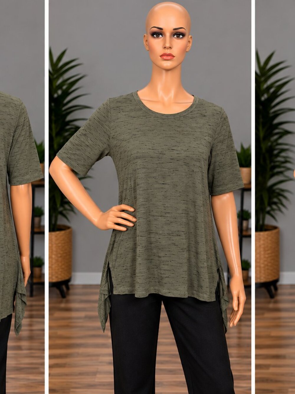 Lisa Rinna Collection Olive Short Sleeve Tunic